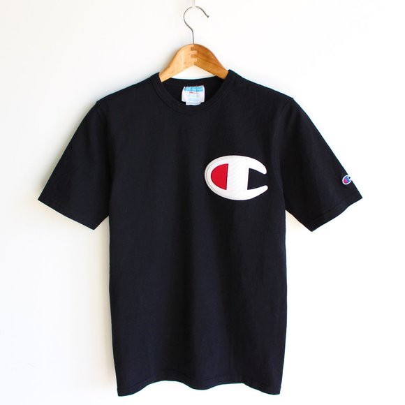Champion Black Embroidered Crew Neck Tee - Picture 1 of 6